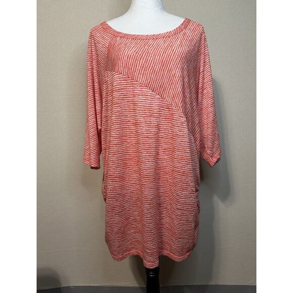 Lane Bryant Women's Top Size 22/24 Striped Orange Boho Short Sleeve - Picture 2 of 11